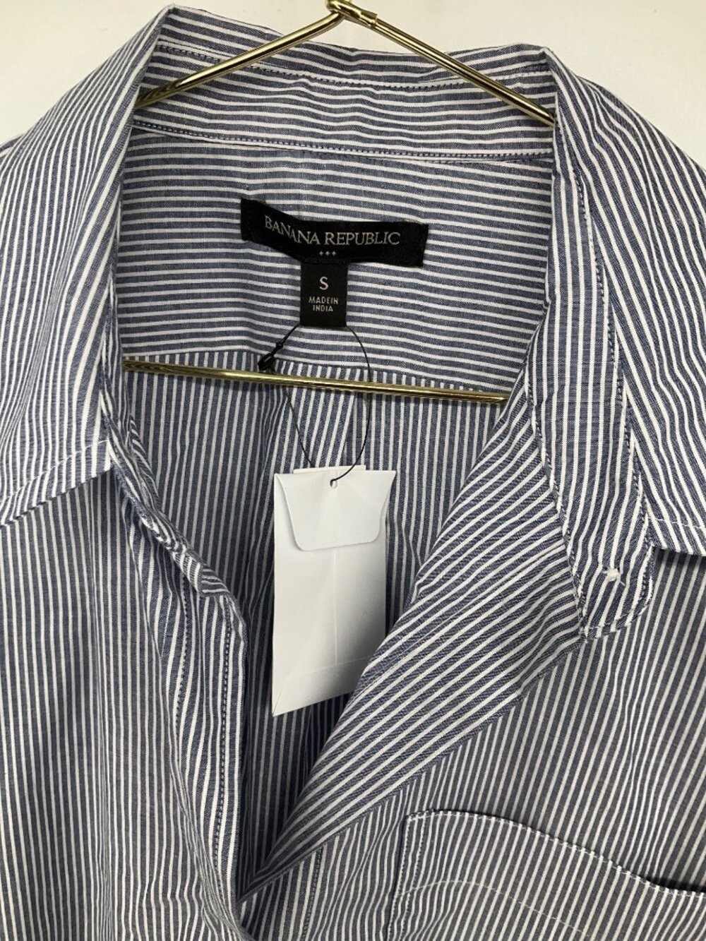 Banana Republic size Small NEW Blue white stripe button-front blouse - Picture 3 of 8